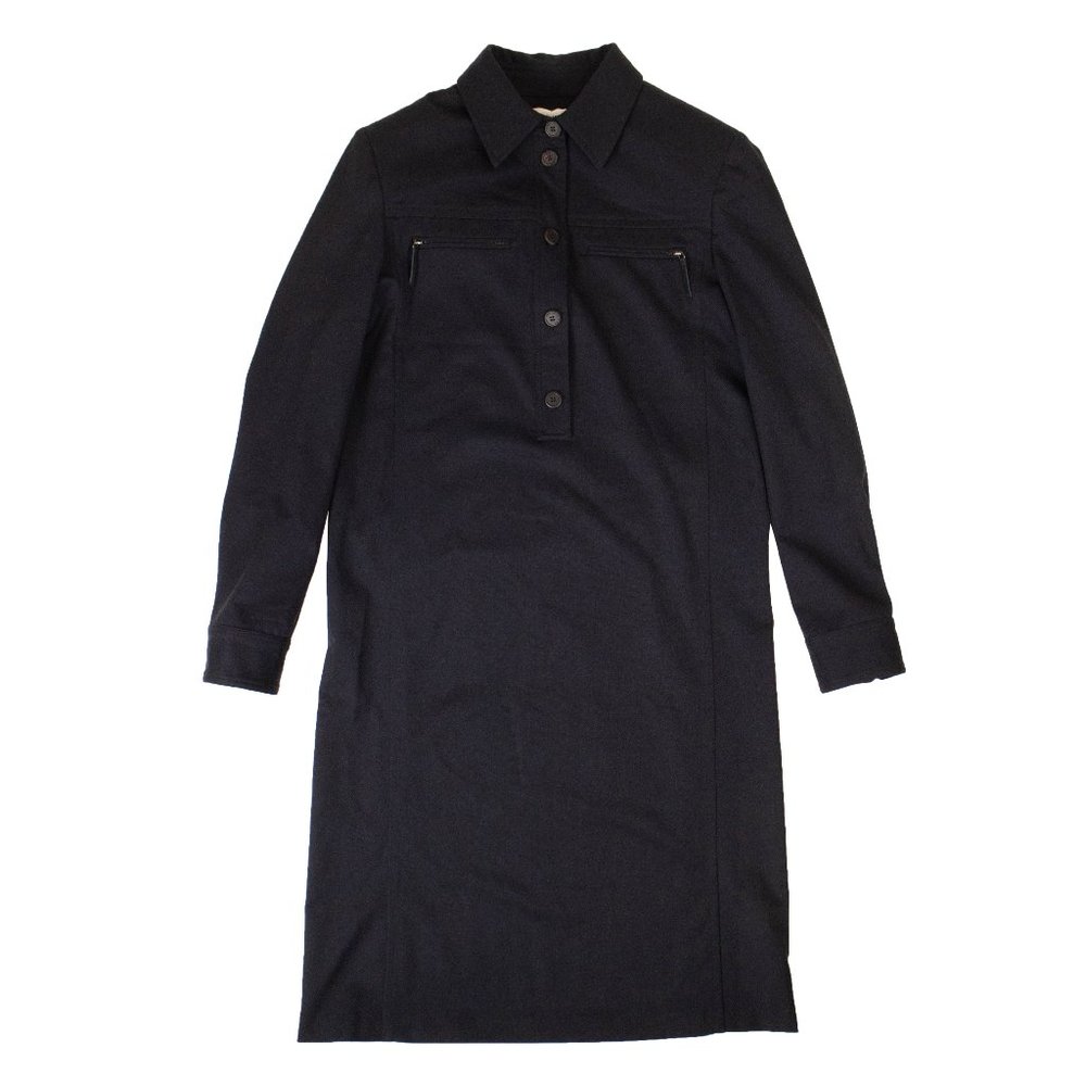 A_PLAN_APPLICATION Navy Blue Wool Chemisier Dress Size S $1400